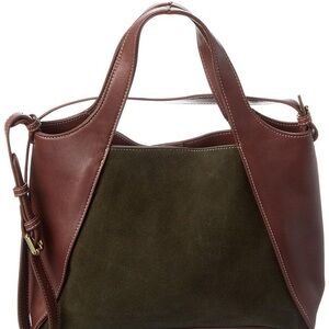 J McLaughlin Two-Tone Tote Bag in Brown and Green